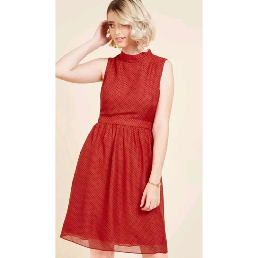 Liza Luxe Retro Size 1X (Plus) Casual red polka dot Dress #R2
